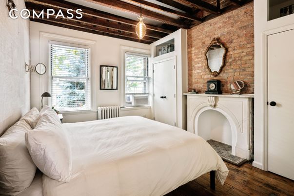 Bedroom, Interior, Pendant Lights, Stone Walls, Wooden Beams, Wooden Ceilings, Wood Texture Flooring
