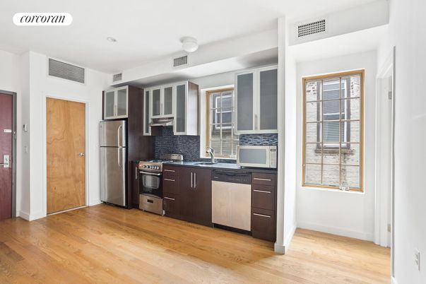 Interior, Kitchen, Stainless Steel Appliances, Wood Texture Flooring