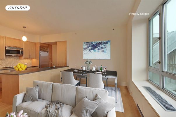 Dining room, Interior, Kitchen, Living room, Pendant Lights, Stainless Steel Appliances, Wood Texture Flooring
