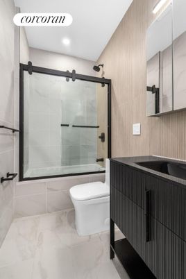 Bathroom, Glass Shower, Interior, Marble, Recessed Lighting