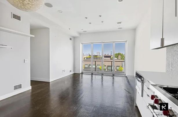 Empty room, Interior, Kitchen, Recessed Lighting, Wood Texture Flooring