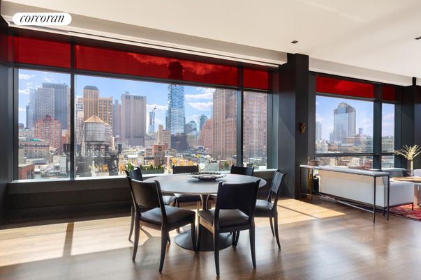 Dining room, Interior, Wood Texture Flooring, Skyline