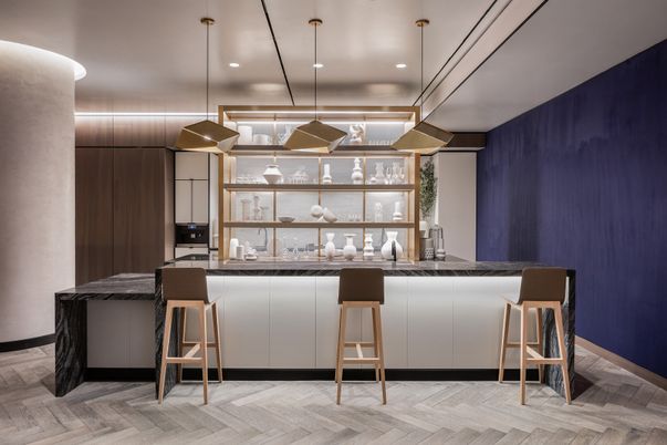 Interior, Kitchen, Pendant Lights, Recessed Lighting, Wood Texture Flooring