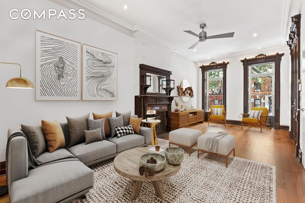 Interior, Living room, Recessed Lighting, Wood Texture Flooring