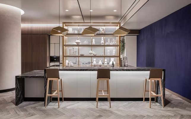 Interior, Pendant Lights, Recessed Lighting, Wood Texture Flooring