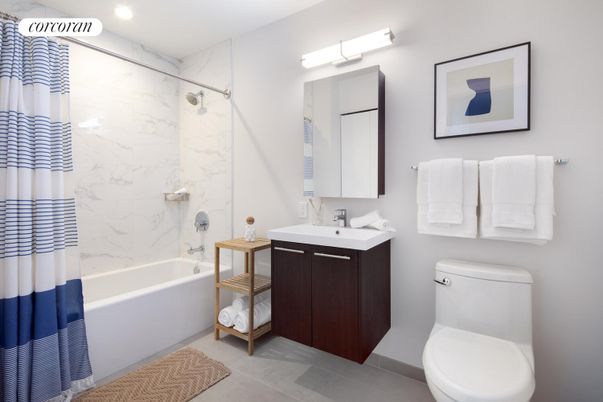 Bathroom, Interior, Marble Walls, Recessed Lighting