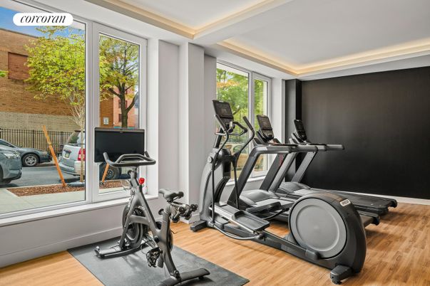 Fitness Equipment, Interior, Wood Texture Flooring