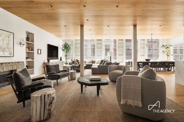 Dining room, Fireplace, Interior, Living room, Recessed Lighting, Wooden Ceilings, Wood Texture Flooring