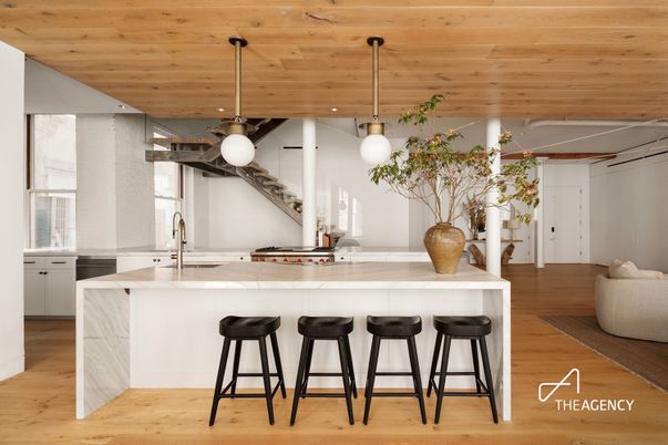 Interior, Kitchen, Pendant Lights, Recessed Lighting, Wooden Ceilings, Wood Texture Flooring