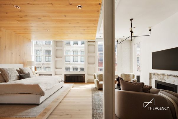 Bedroom, Fireplace, Interior, Living room, Recessed Lighting, Wooden Ceilings, Wood Texture Flooring
