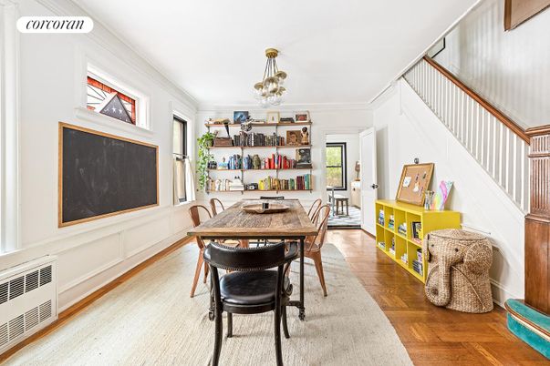 Dining room, Interior, Wood Texture Flooring