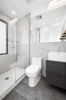 Bathroom, Glass Shower, Interior, Recessed Lighting