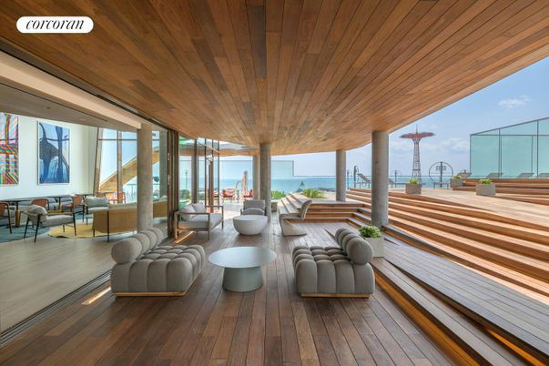 Exterior, Living room, Water, Wooden Ceilings, Wood Texture Flooring