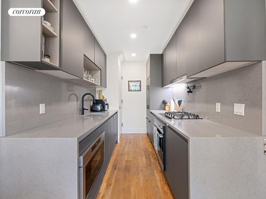 Interior, Kitchen, Recessed Lighting, Wood Texture Flooring