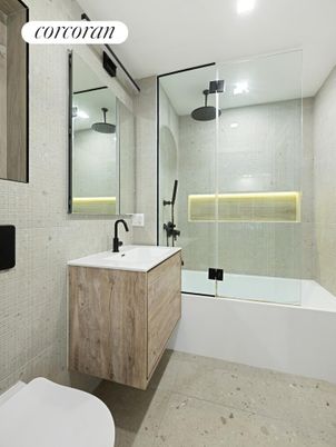 Bathroom, Glass Shower, Interior, Recessed Lighting