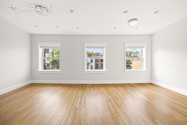 Empty room, Interior, Recessed Lighting, Wood Texture Flooring