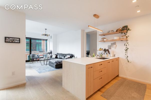 Interior, Living room, Pendant Lights, Recessed Lighting, Wood Texture Flooring