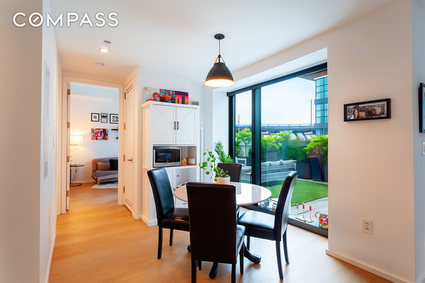 Dining room, Interior, Pendant Lights, Recessed Lighting, Wood Texture Flooring