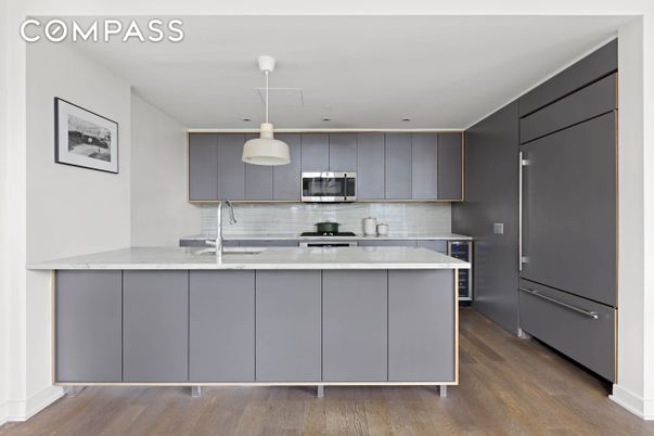 Interior, Kitchen, Pendant Lights, Recessed Lighting, Wood Texture Flooring