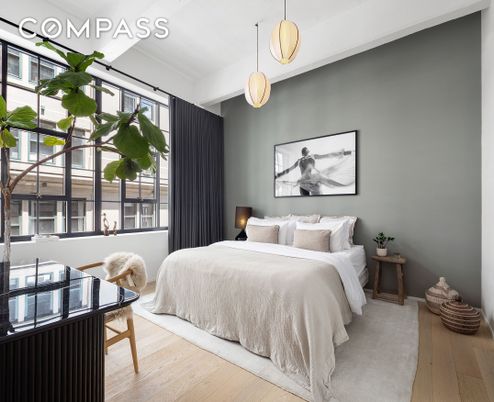 Bedroom, Interior, Pendant Lights, Wood Texture Flooring