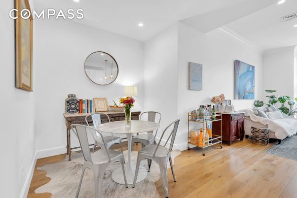 Dining room, Interior, Recessed Lighting, Wood Texture Flooring