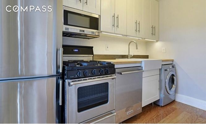 Interior, Kitchen, Stainless Steel Appliances, Washer, Wood Texture Flooring