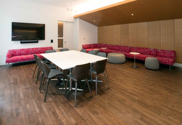 Dining room, Interior, Recessed Lighting, Wood Texture Flooring