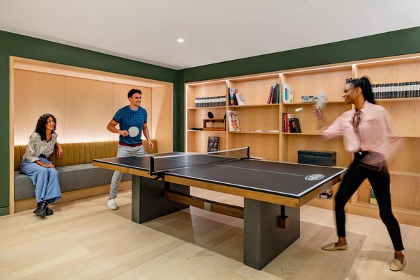 Game Room, Interior, Recessed Lighting, Wood Texture Flooring