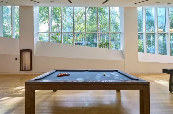 Billiard Table, Game Room, Interior, Wood Texture Flooring