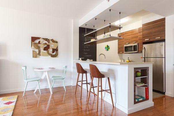 Interior, Kitchen, Stainless Steel Appliances, Wood Texture Flooring