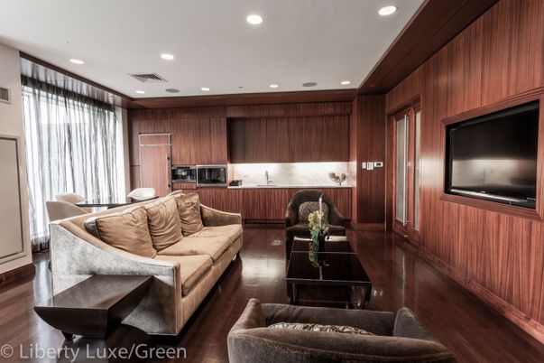 Interior, Living room, Recessed Lighting, Wood Texture Flooring, Wooden Walls