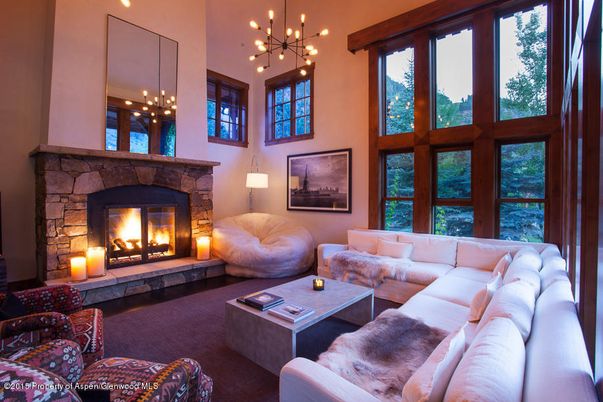 Fireplace, Interior, Living room, Pendant Lights