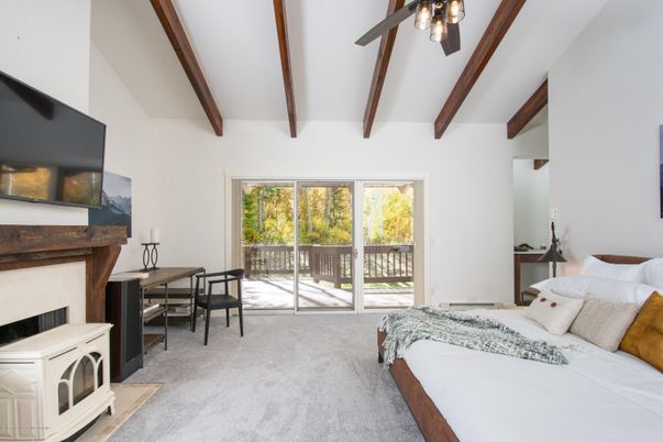 Bedroom, Fireplace, Interior, Wooden Beams