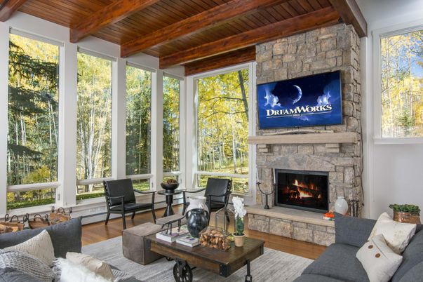 Fireplace, Interior, Living room, Stone Walls, Wooden Beams, Wooden Ceilings, Wood Texture Flooring