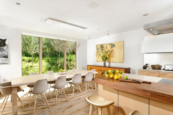 Dining room, Interior, Kitchen, Recessed Lighting, Wood Texture Flooring