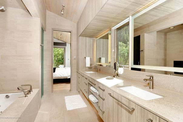 Bathroom, Dual Sink Vanities, Interior, Wooden Ceilings