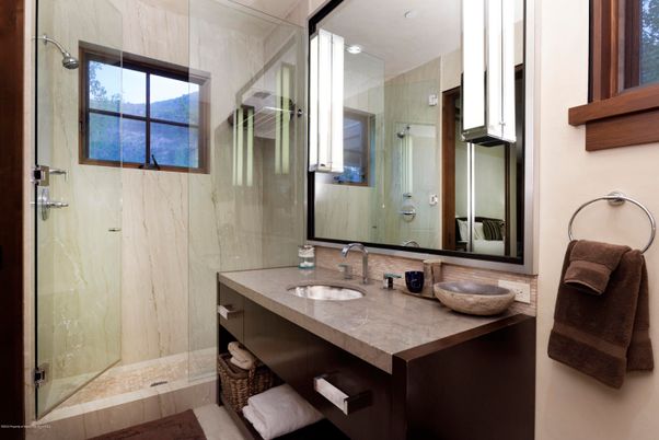Bathroom, Glass Shower, Interior, Recessed Lighting