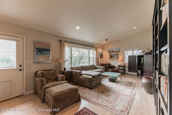Interior, Living room, Recessed Lighting, Wood Texture Flooring