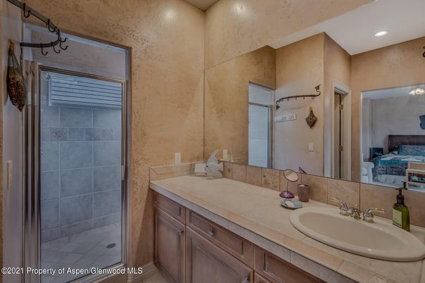 Bathroom, Dual Sink Vanities, Interior, Recessed Lighting, Tile Countertops