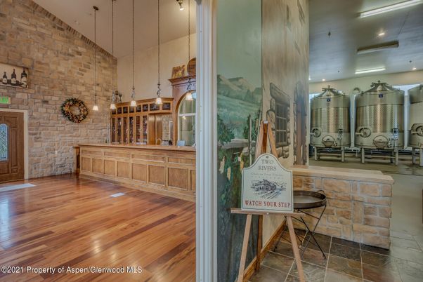 Interior, Pendant Lights, Recessed Lighting, Stone Walls, Wood Texture Flooring