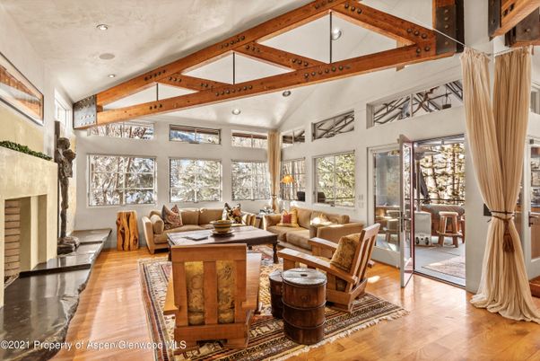 Fireplace, Interior, Living room, Recessed Lighting, Wooden Beams, Wood Texture Flooring