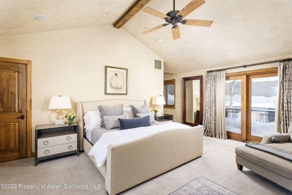 Bedroom, Interior, Recessed Lighting, Wooden Beams