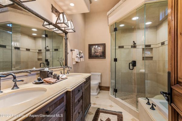 Bathroom, Dual Sink Vanities, Glass Shower, Interior, Recessed Lighting
