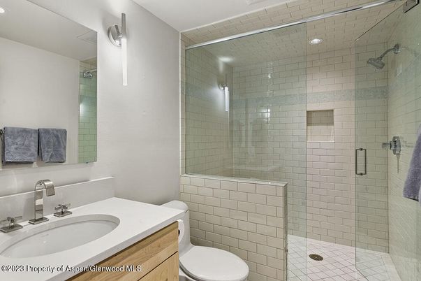 Bathroom, Glass Shower, Interior, Recessed Lighting