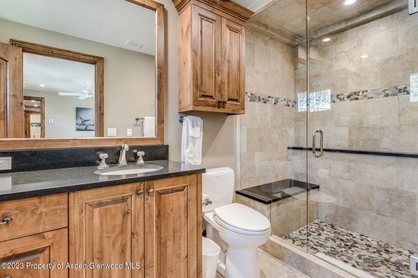 Bathroom, Glass Shower, Interior, Recessed Lighting
