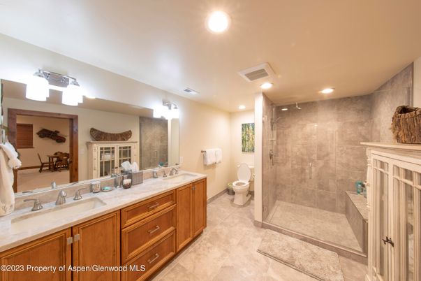 Bathroom, Dual Sink Vanities, Glass Shower, Interior, Recessed Lighting