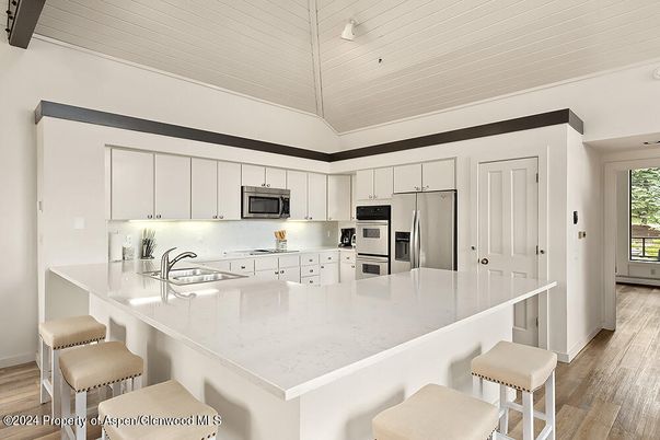 Interior, Kitchen, Stainless Steel Appliances, Wood Texture Flooring