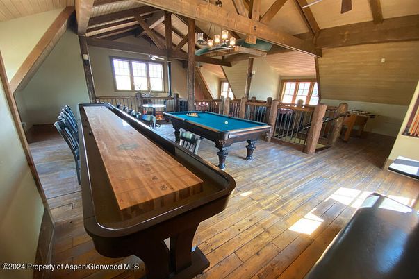 Billiard Table, Chandelier, Game Room, Interior, Wooden Beams, Wooden Ceilings, Wood Texture Flooring, Wooden Walls
