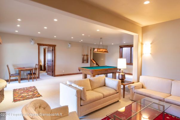 Billiard Table, Dining room, Game Room, Interior, Living room, Pendant Lights, Recessed Lighting