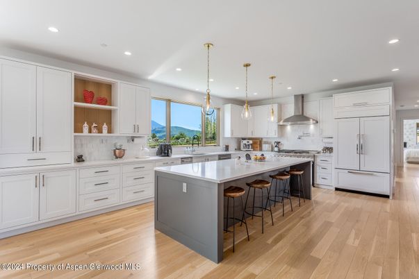 Interior, Kitchen, Pendant Lights, Recessed Lighting, Wood Texture Flooring